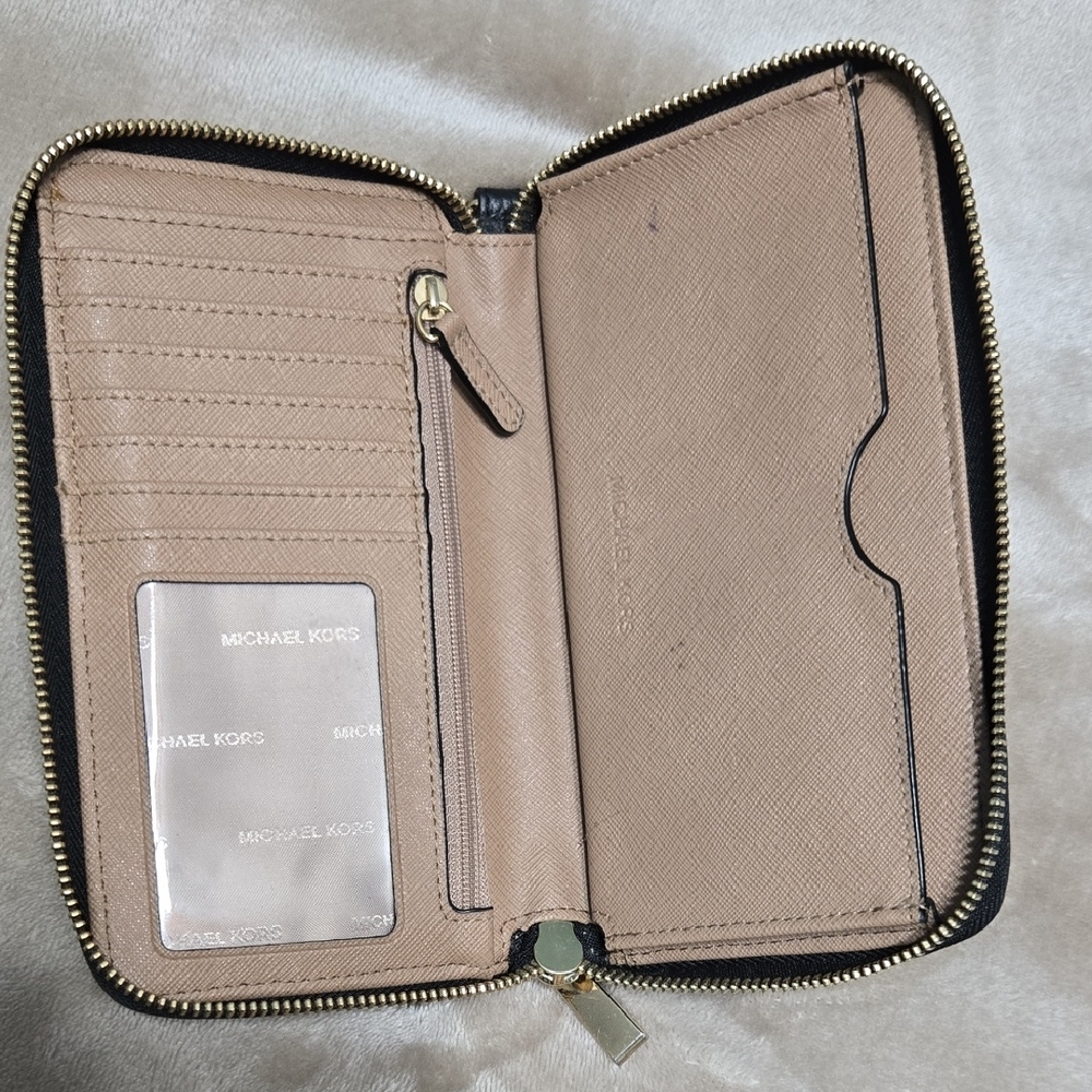 Michael Kors Black Leather Wristlet Wallet - Picture 3 of 4